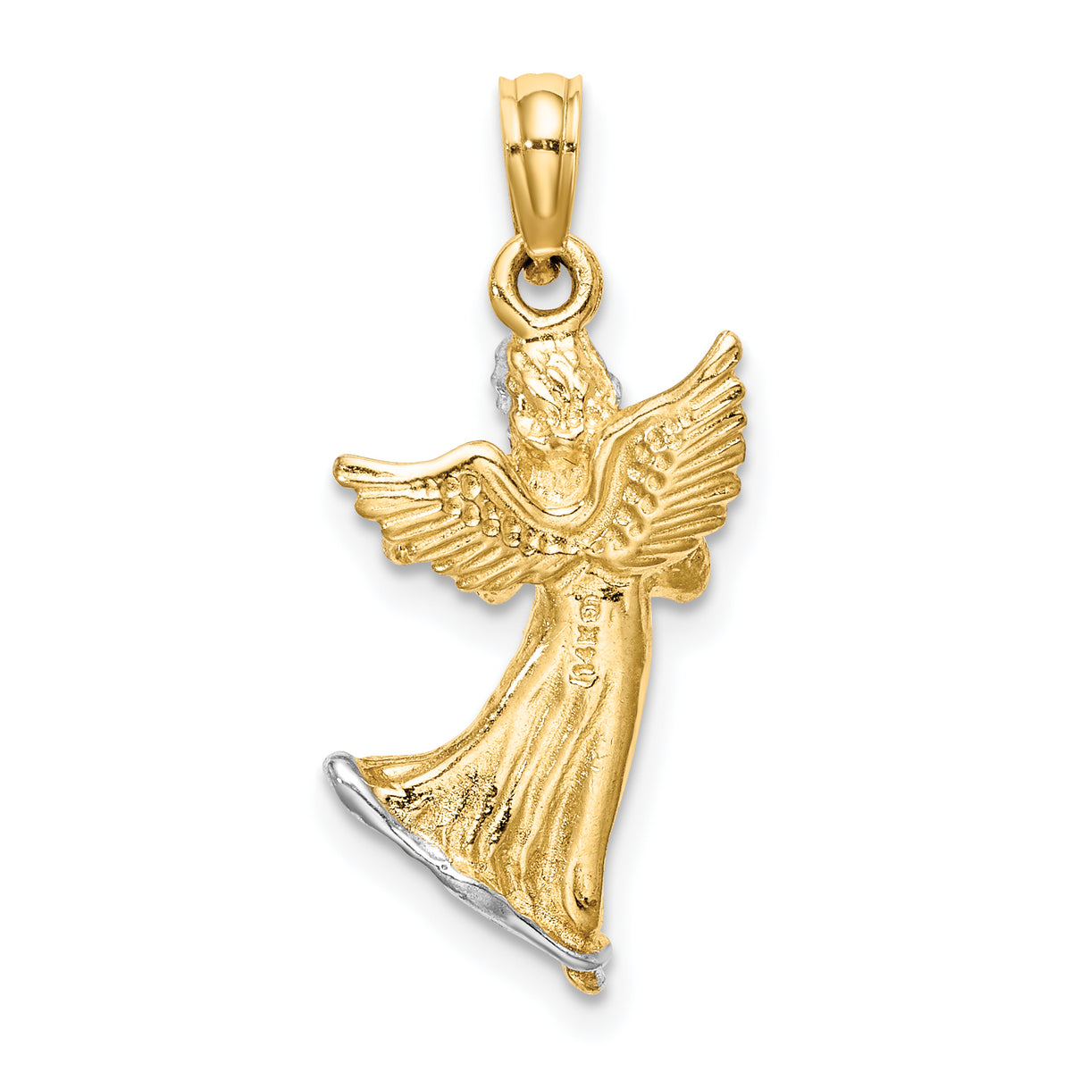 Angel Playing Violin Charm in 14K Yellow Gold, 25mm - Sophia Jewelers