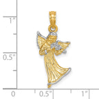 Angel Playing Violin Charm in 14K Yellow Gold, 25mm - Sophia Jewelers