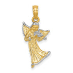 Angel Playing Violin Charm in 14K Yellow Gold, 25mm - Sophia Jewelers