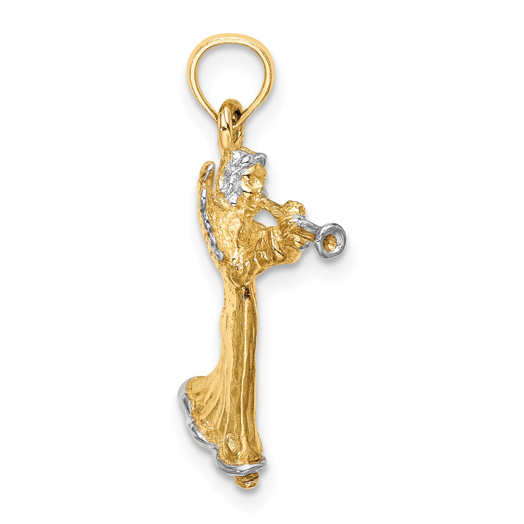 Angel Playing Trumpet Charm in 14K Yellow Gold, 13mm Secondary image