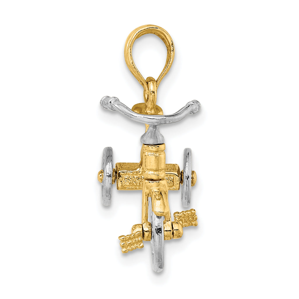 Tricycle Charm in 14K Two-Tone Gold, 17mm Moveable - Sophia Jewelers