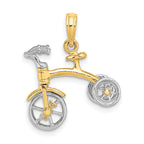 Tricycle Charm in 14K Two-Tone Gold, 17mm Moveable - Sophia Jewelers