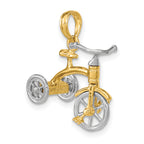 Tricycle Charm in 14K Two-Tone Gold, 17mm Moveable - Sophia Jewelers