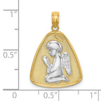 Angel Praying with Halo Pendant in 14K Two-Tone Gold, 26mm - Sophia Jewelers