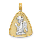 Angel Praying with Halo Pendant in 14K Two-Tone Gold, 26mm - Sophia Jewelers