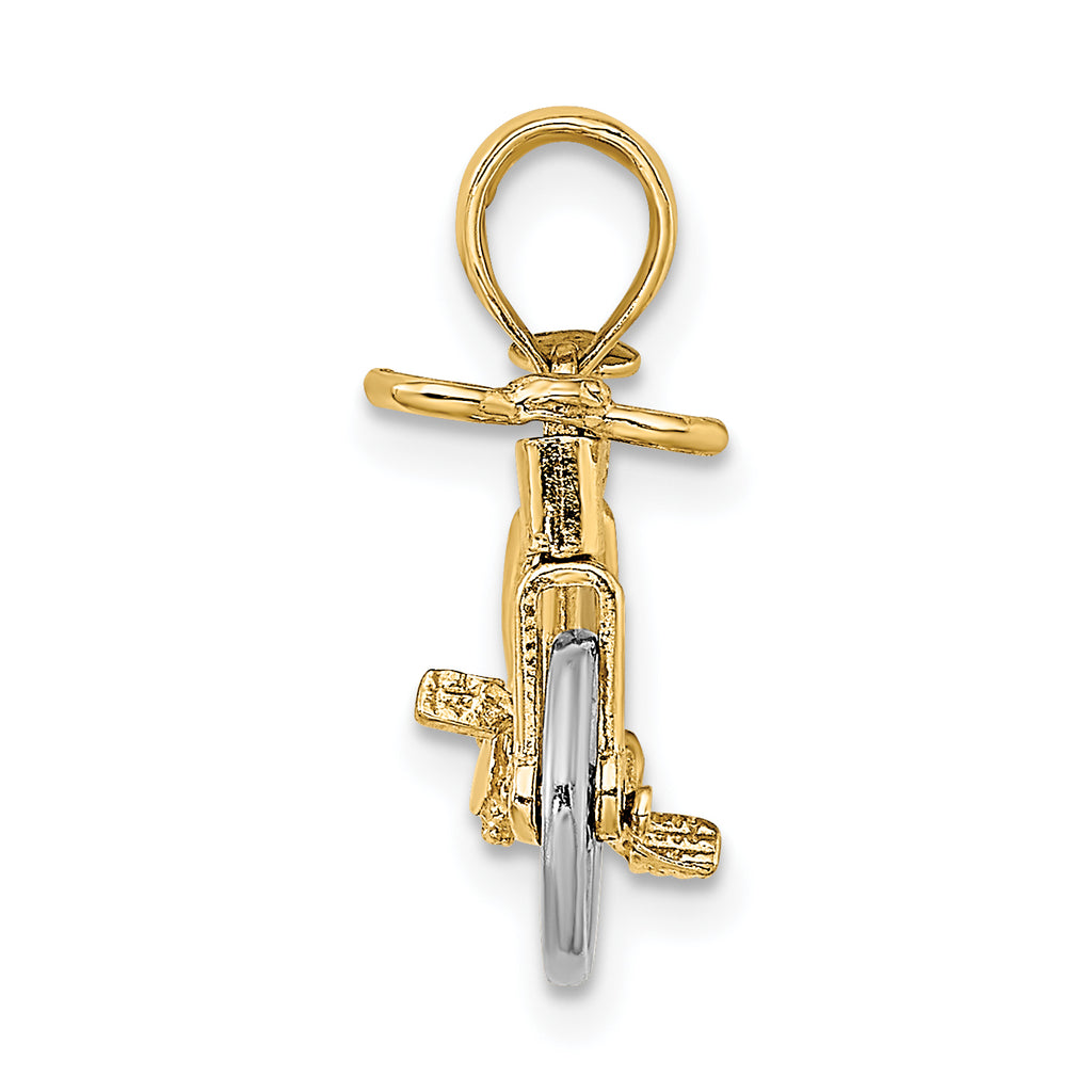 Bicycle Charm in 14K Two-Tone Gold with Moveable Tires, 13mm - Sophia Jewelers