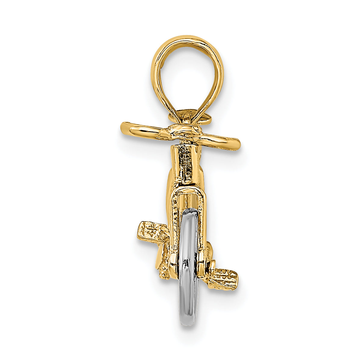 Bicycle Charm in 14K Two-Tone Gold with Moveable Tires, 13mm - Sophia Jewelers