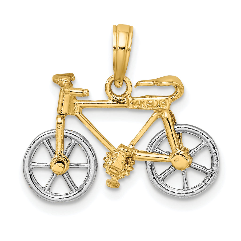 Bicycle Charm in 14K Two-Tone Gold with Moveable Tires, 13mm - Sophia Jewelers