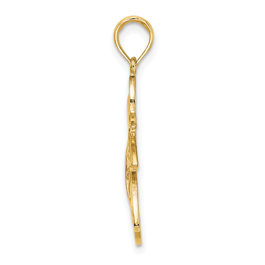 Filigree Flying Angel Charm in 14K Two-Tone Gold, 26mm - Sophia Jewelers