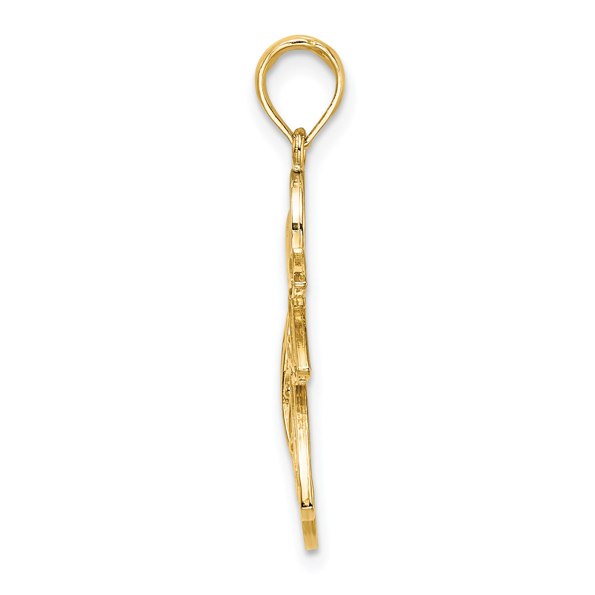 Filigree Flying Angel Charm in 14K Two-Tone Gold, 26mm - Sophia Jewelers
