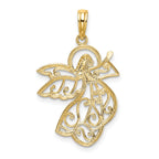 Filigree Flying Angel Charm in 14K Two-Tone Gold, 26mm - Sophia Jewelers