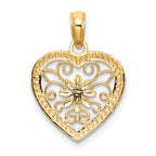 Filigree Heart Charm in 14K Two-Tone Gold, 18mm - Sophia Jewelers