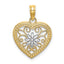 Filigree Heart Charm in 14K Two-Tone Gold, 18mm - Sophia Jewelers