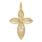 Beaded Filigree Cross Charm in 14K Yellow Gold, 37mm - Sophia Jewelers