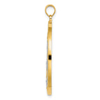 Stars in Round Frame Charm in 14K Two-Tone Gold, 36mm Textured - Sophia Jewelers