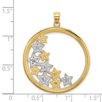 Stars in Round Frame Charm in 14K Two-Tone Gold, 36mm Textured - Sophia Jewelers