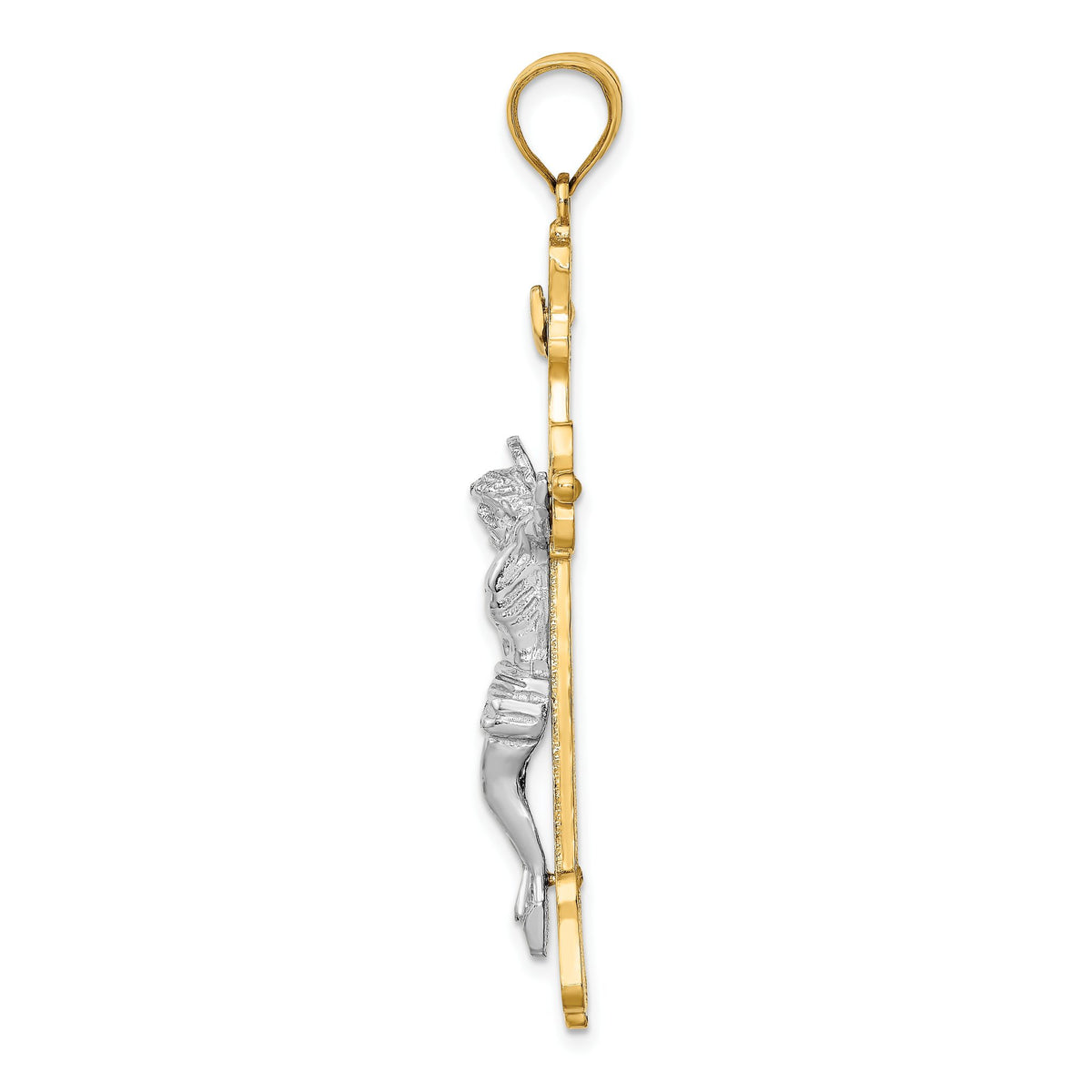 INRI Crucifix Pendant in 14K Two-Tone Gold, 18x40mm - Sophia Jewelers