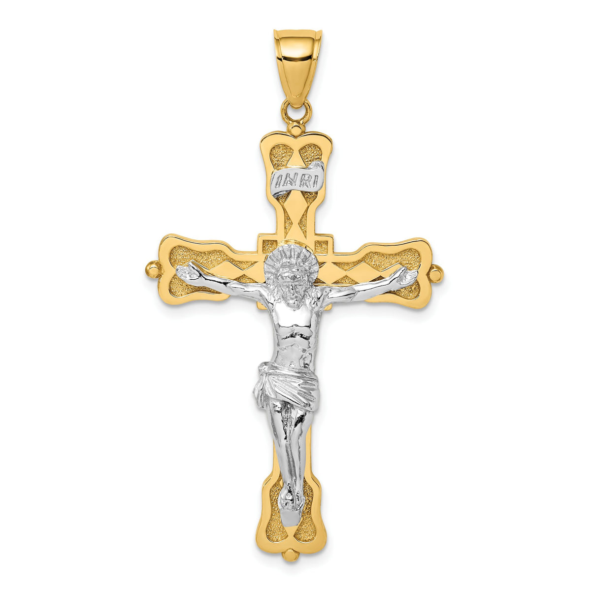 INRI Crucifix Pendant in 14K Two-Tone Gold, 18x40mm - Sophia Jewelers Main image