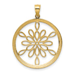 14K and White Rhodium Diamond-cut Circle Snowflake Charm