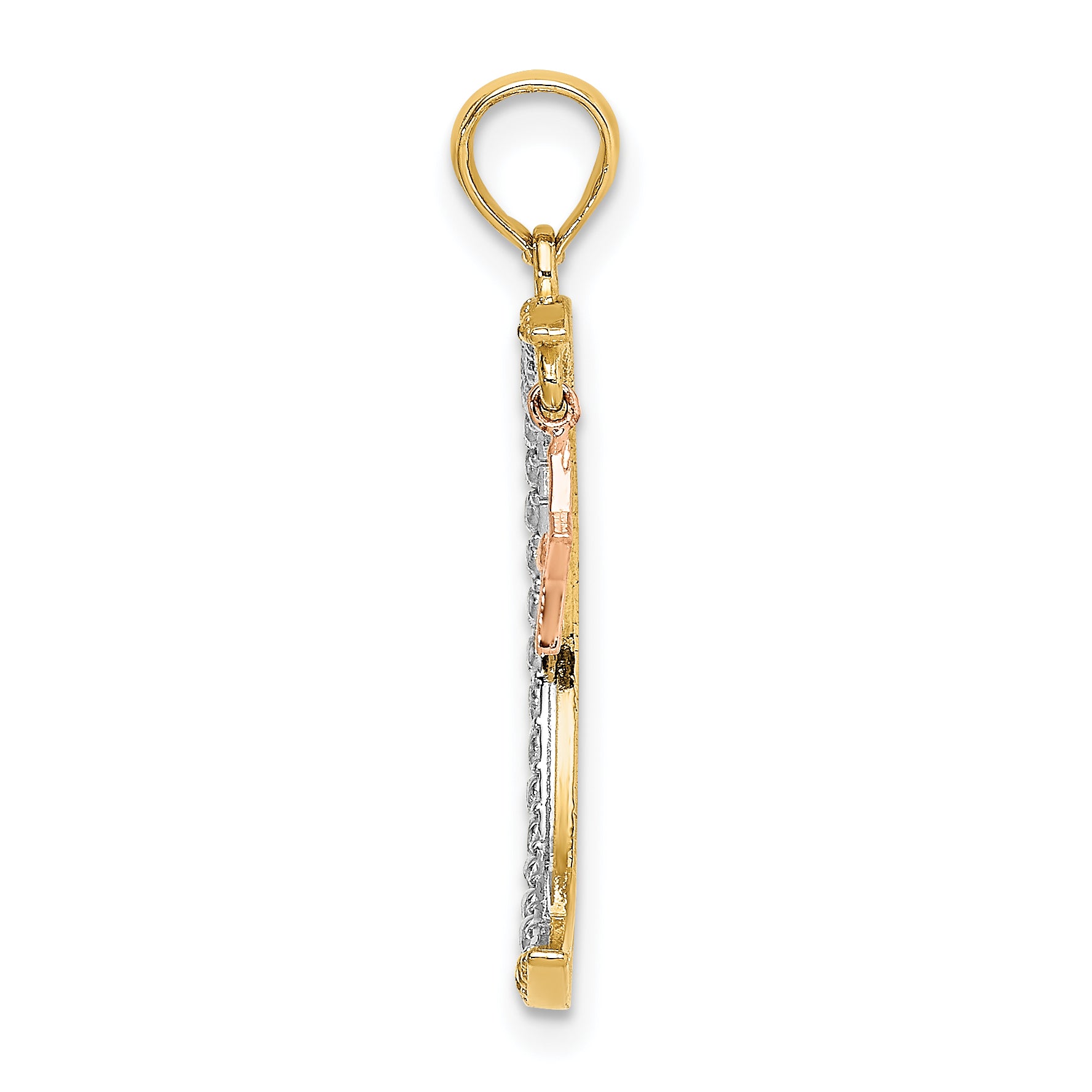 14k Two-tone w/White Rhodium Moon w/Star Moveable Charm Secondary image