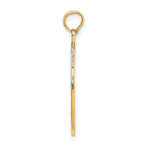 14k and White Rhodium WISH DREAM BELIEVE Moon and Stars Charm