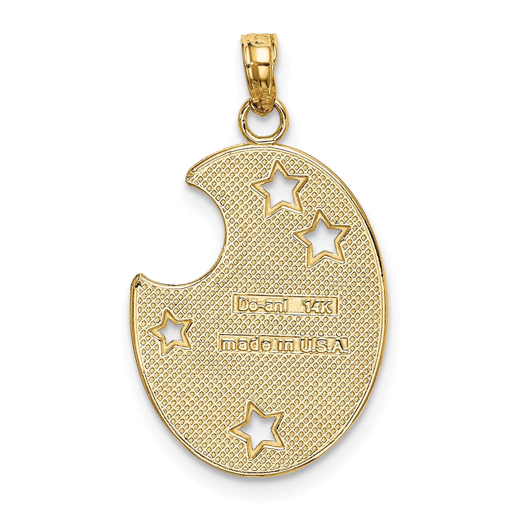 14k w/ Rhodium WISH DREAM BELIEVE Moon and Stars Charm Secondary image