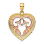 Dolphins in Heart Frame Charm in 14K Two-Tone Gold, 20mm - Sophia Jewelers