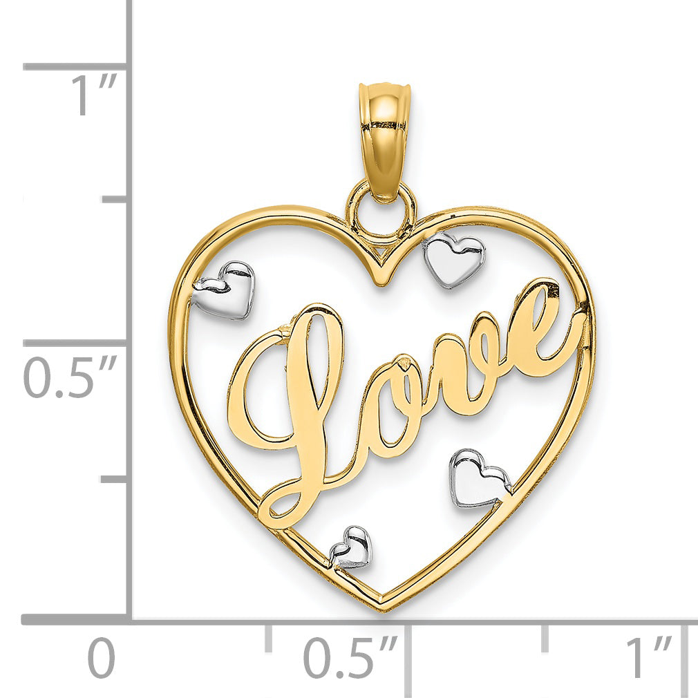 Love with Hearts Pendant in 14K Two-Tone Gold, 22mm - Sophia Jewelers