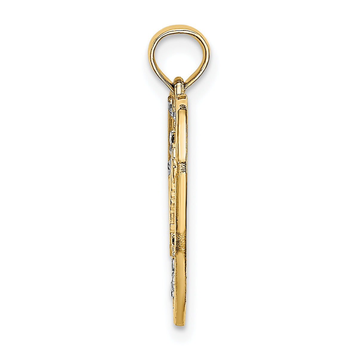 Dream Heart with Stars Charm in 14K Two-Tone Gold, 21mm Diamond-Cut - Sophia Jewelers