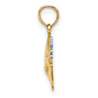 Fish Bubbles Charm in 14K Yellow Gold, 12mm Textured - Sophia Jewelers