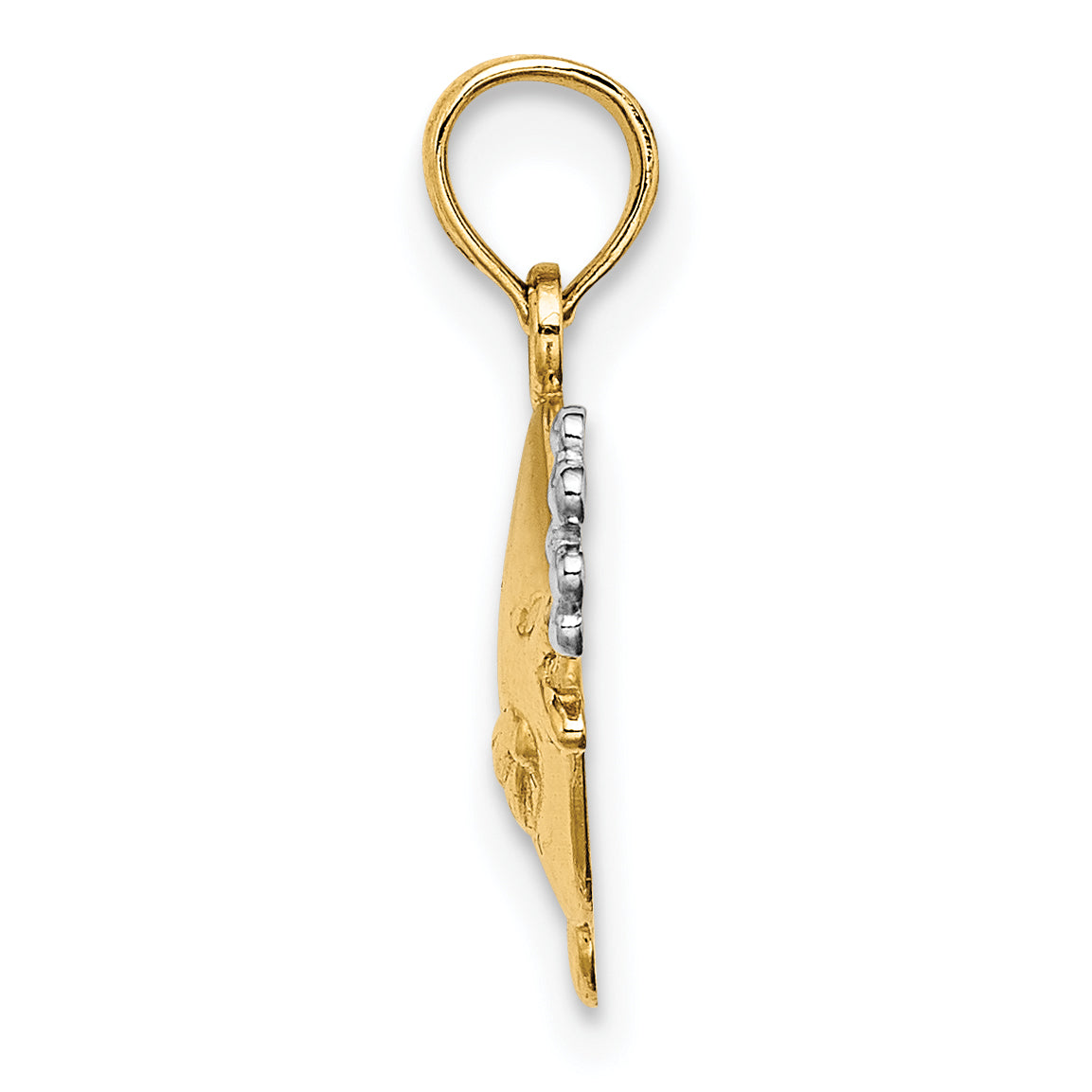 Fish Bubbles Charm in 14K Yellow Gold, 12mm Textured - Sophia Jewelers