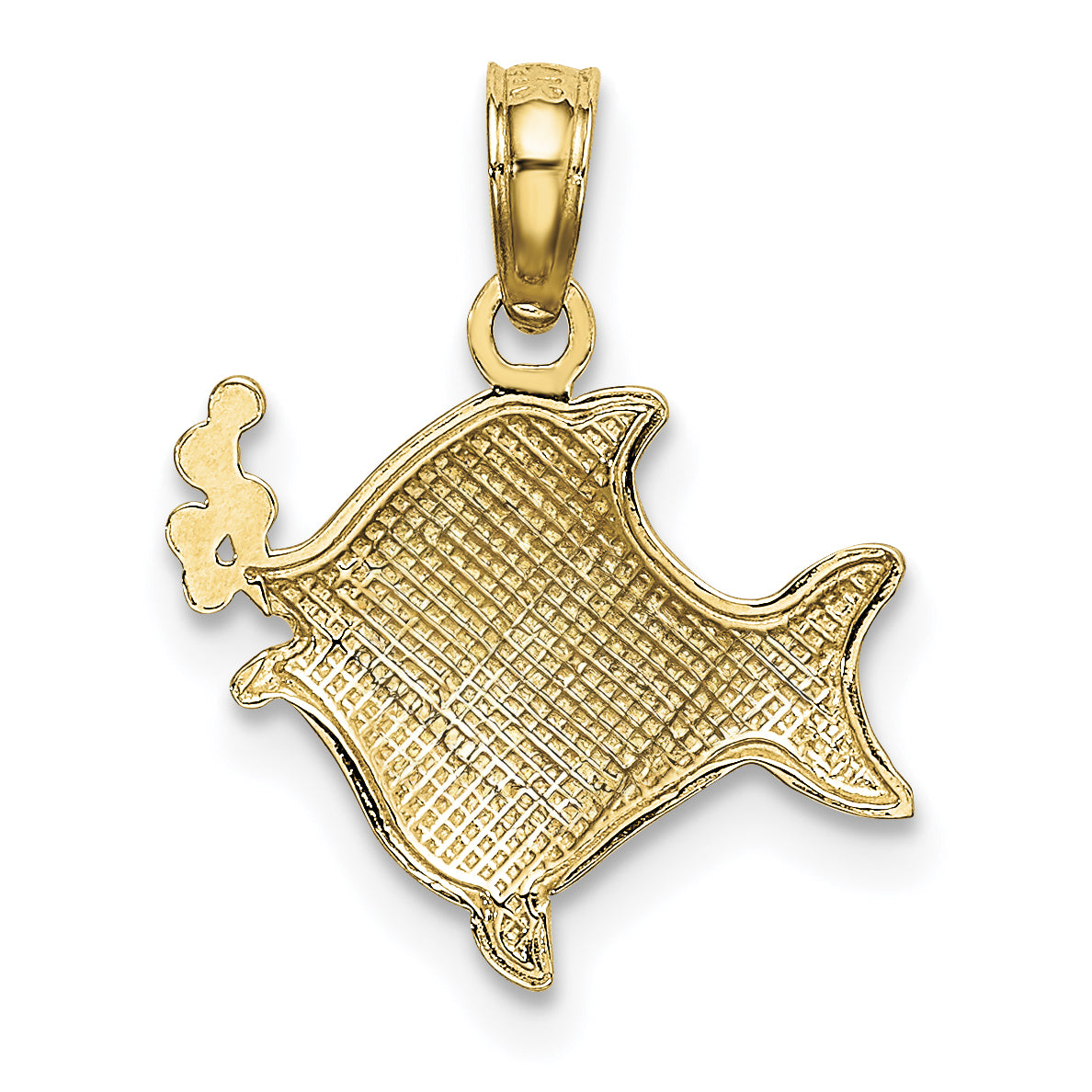 Fish Bubbles Charm in 14K Yellow Gold, 12mm Textured - Sophia Jewelers