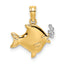 Fish Bubbles Charm in 14K Yellow Gold, 12mm Textured - Sophia Jewelers