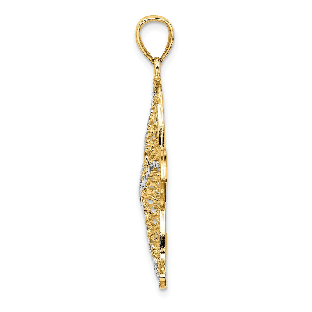 Filigree Starfish Charm in 14K Yellow Gold, 37mm - Sophia Jewelers
