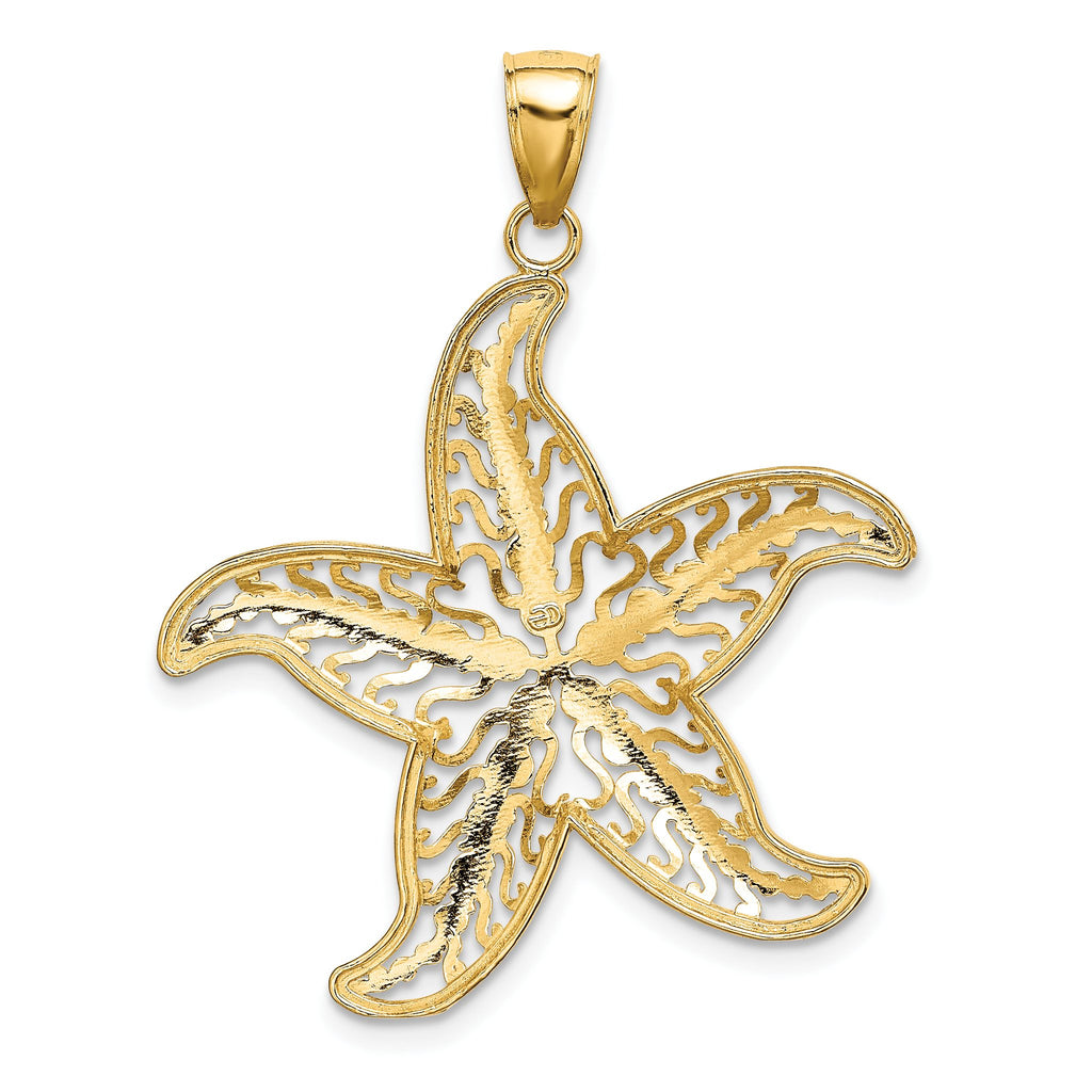 Filigree Starfish Charm in 14K Yellow Gold, 37mm - Sophia Jewelers