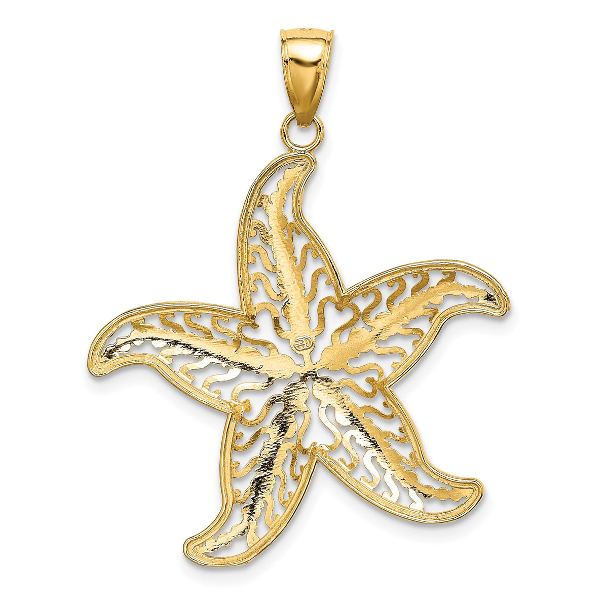 Filigree Starfish Charm in 14K Yellow Gold, 37mm - Sophia Jewelers