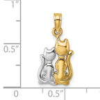 14k w/ Rhodium Polished Cat and Kitten Charm