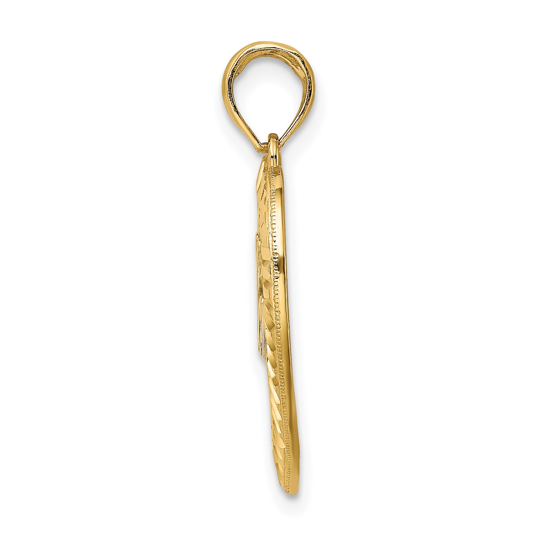 14k w/ Rhodium Diamond-cut Heart MOM Charm