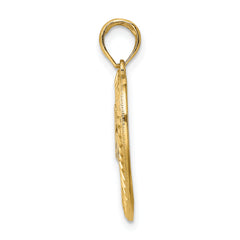 14k w/ Rhodium Diamond-cut Heart MOM Charm