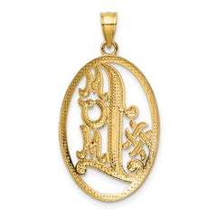 14k w/ Rhodium #1 MOM Oval Charm