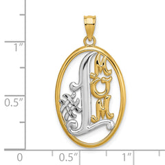 14k w/ Rhodium #1 MOM Oval Charm