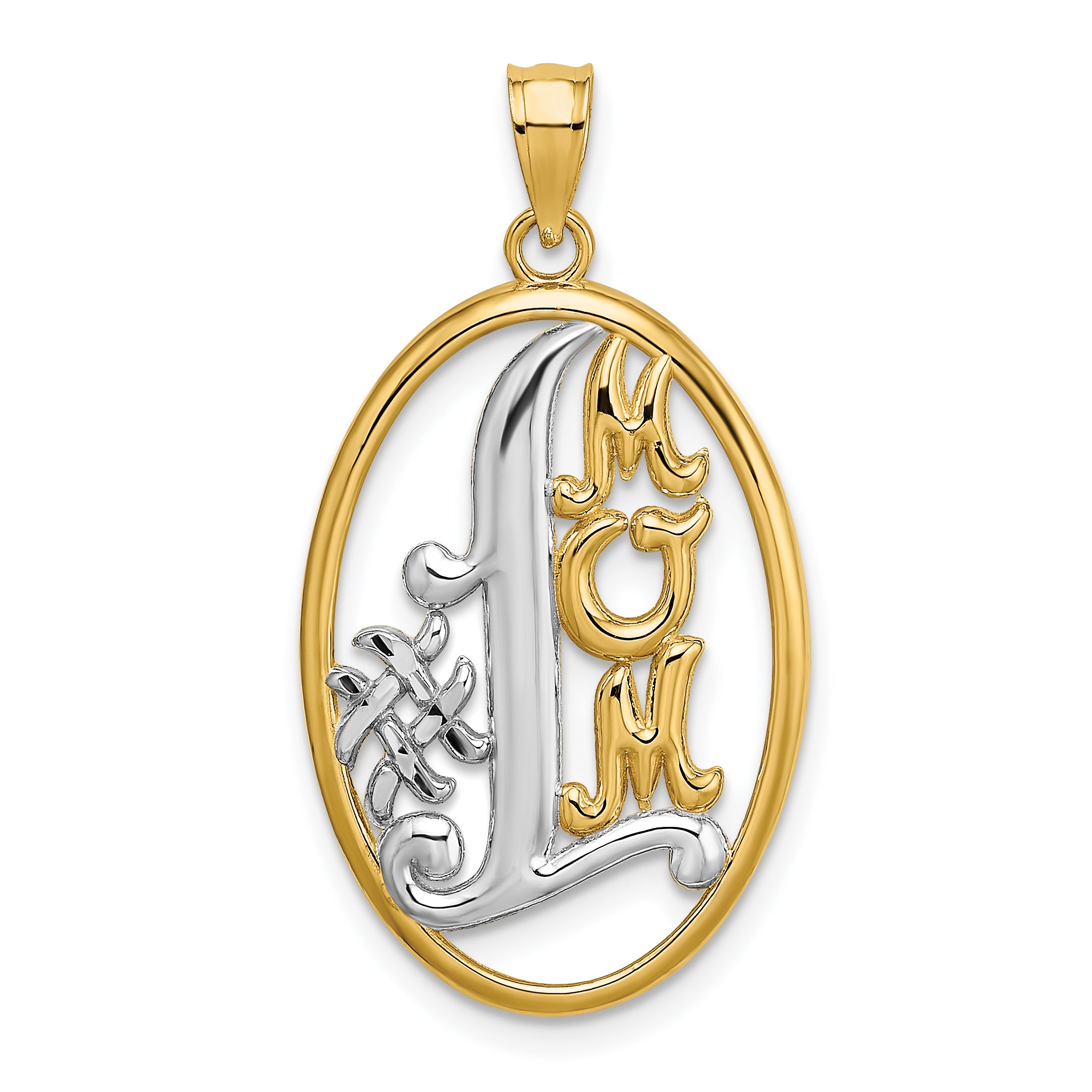 14k w/ Rhodium #1 MOM Oval Charm Main image