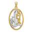 14k w/ Rhodium #1 MOM Oval Charm