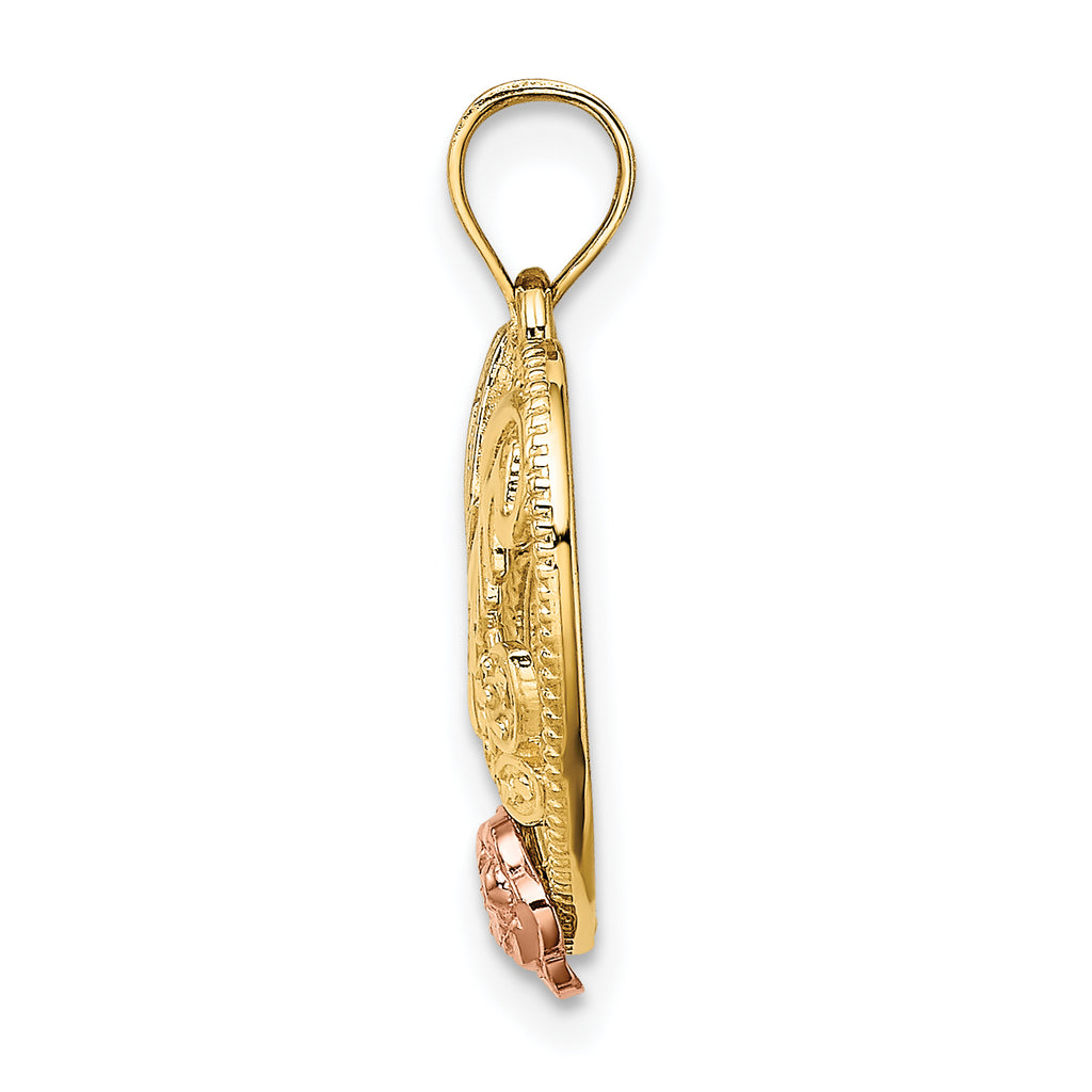 14k Yellow and Rose Gold w/White Rhodium  #1 MOM Heart Charm