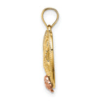 14k Yellow and Rose Gold w/White Rhodium  #1 MOM Heart Charm
