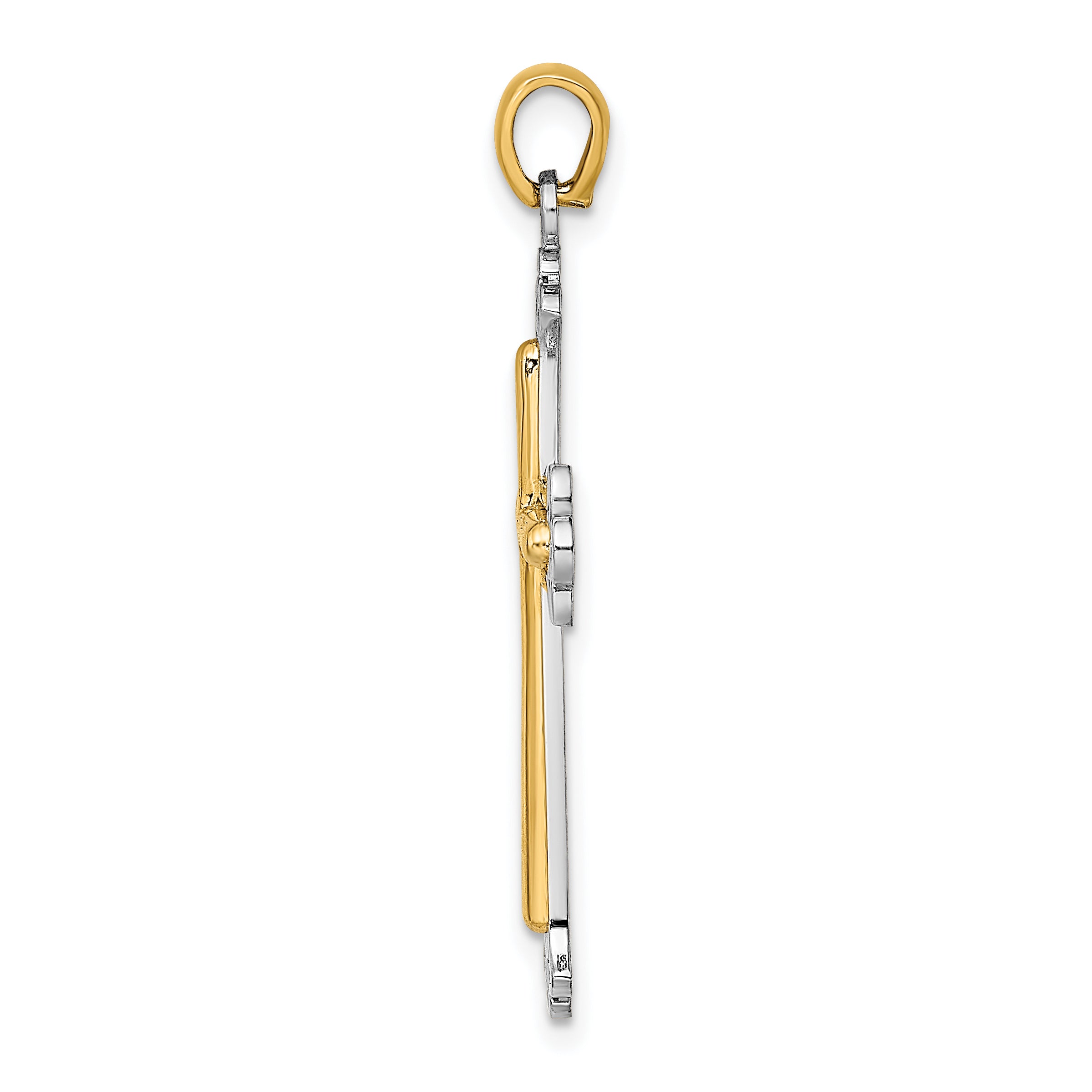 14K Two-tone Polished Cross Charm Secondary image