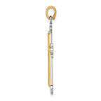 14K Two-tone Polished Cross Charm