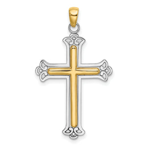 Cross Charm in 14K Two-Tone Gold, 30mm - Sophia Jewelers