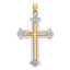 14K Two-tone Polished Cross Charm