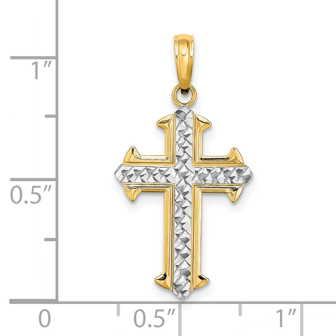 14K w/ Rhodium D/C Cross Charm